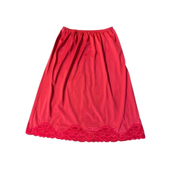 Vintage Vanity Fair Half Slip Red Nylon Lace Trim Womens M 26" USA - Picture 4 of 15